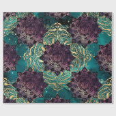 Paarse Mandala en Butterflies op de Blauwgroen Nac Cadeaupapier (Vlak)