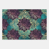 Paarse Mandala en Butterflies op de Blauwgroen Nac Inpakpapier Vel (Voorkant 3)