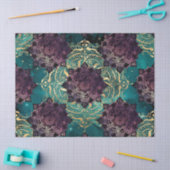 Paarse Mandala en Butterflies op de Blauwgroen Nac Tissuepapier (Craft)