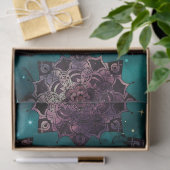 Paarse Mandala en Butterflies op de Blauwgroen Nac Tissuepapier (Geschenk)