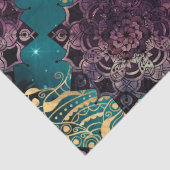 Paarse Mandala en Butterflies op de Blauwgroen Nac Tissuepapier (Detail)