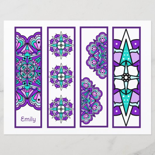 Paarse Mandala en Inspirerend Quote Bladwijzer (Voorkant)