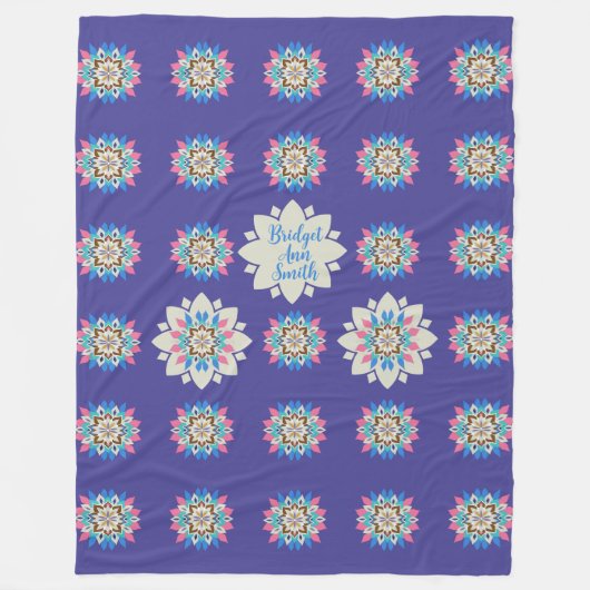 Paarse Mandala Fleece 60 x 80 Deken (Voorkant)