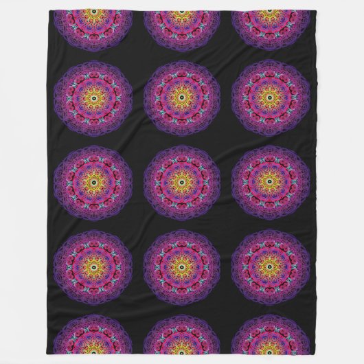 Paarse mandala fleece deken (Voorkant)