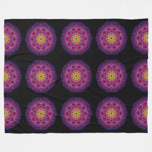 Paarse mandala fleece deken (Voorkant (Horizontaal))