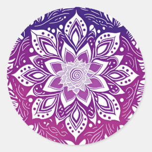 Paarse Mandala Flower Ronde Sticker