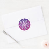 Paarse Mandala Flower Ronde Sticker (Envelop)
