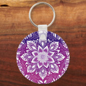 Paarse Mandala Flower Sleutelhanger (Achterkant)