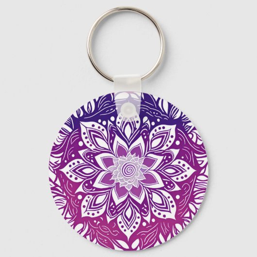 Paarse Mandala Flower Sleutelhanger (Achterkant)