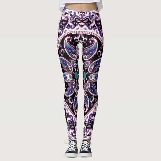 Paarse Mandala Gepatenteerde Leggings (Voorkant)