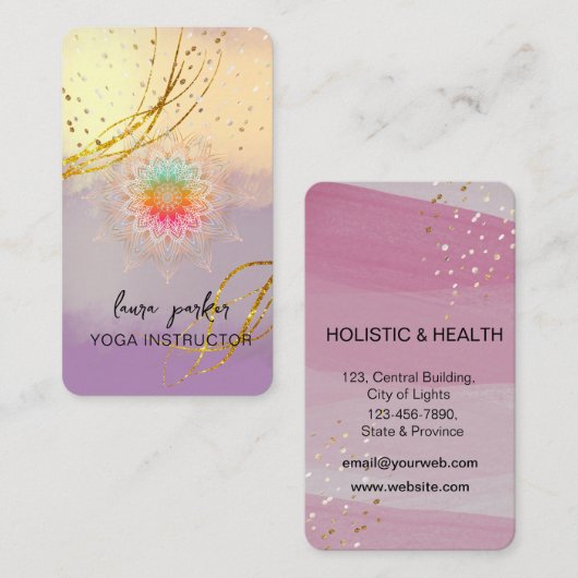 Paarse Mandala Gold Meditation Holistic Elegant Visitekaartje (Voorkant / Achterkant)