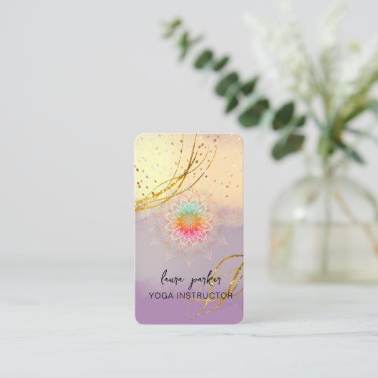 Paarse Mandala Gold Meditation Holistic Elegant Visitekaartje (Staand voorkant)