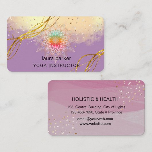 Paarse Mandala Gold Meditation Holistic Elegant Visitekaartje (Voorkant / Achterkant)