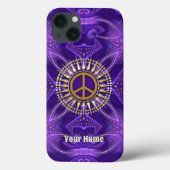 Paarse Mandala Gold Sunshine PeaceSymbool Case-Mate iPhone Case (Achterkant)