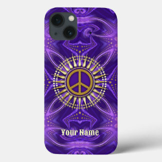 Paarse Mandala Gold Sunshine PeaceSymbool Case-Mate iPhone Case
