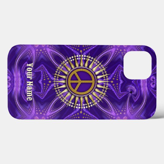 Paarse Mandala Gold Sunshine PeaceSymbool Case-Mate iPhone Case (Achterkant (horizontaal))