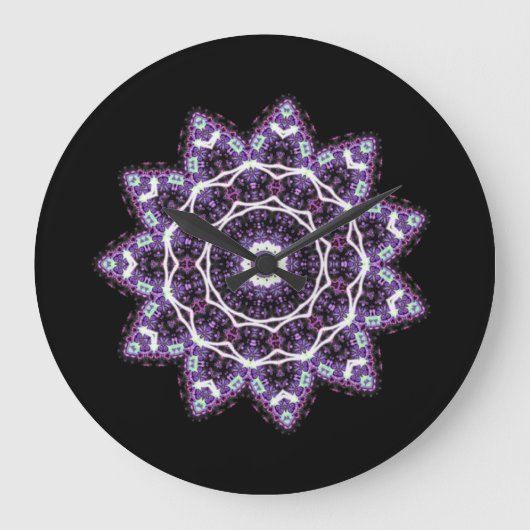 Paarse Mandala Grote Klok (Voorkant)