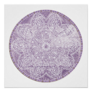 Paarse Mandala Grunge Circle Meditation Perfect Poster