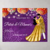 Paarse mandala Haldi ceremonie welkomstbord Poster (Voorkant)