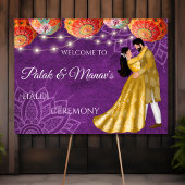 Paarse mandala Haldi ceremonie welkomstbord Poster