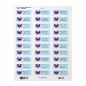 Paarse Mandala Hart met Vlinder  Etiket (Full Sheet)