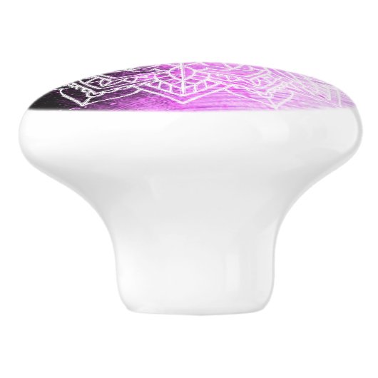 Paarse Mandala Keramische Knop (Zijkant)