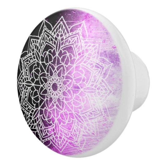 Paarse Mandala Keramische Knop (Rechts)