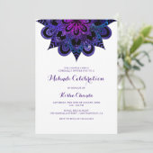Paarse Mandala Mehndi Uitnodiging (Staand voorkant)