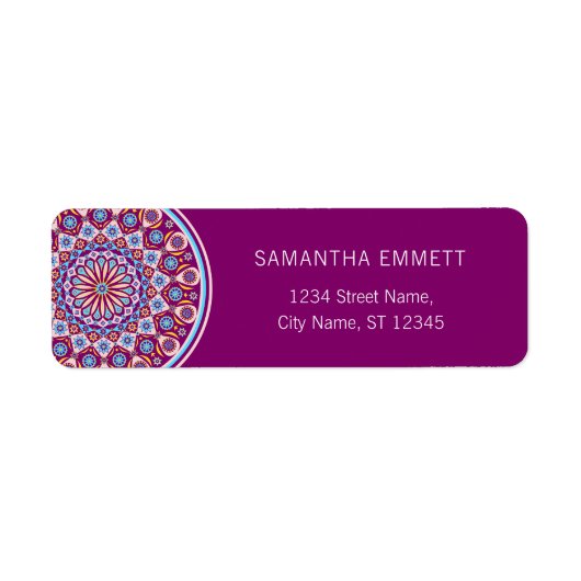 Paarse Mandala Modern Return Address Labels (Voorkant)