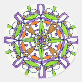 Paarse Mandala originele tekening Ronde Sticker
