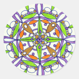 Paarse Mandala originele tekening Ronde Sticker