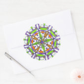 Paarse Mandala originele tekening Ronde Sticker (Envelop)