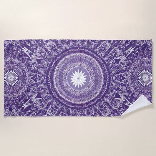 Paarse Mandala Print Strandlaken (Voorkant)