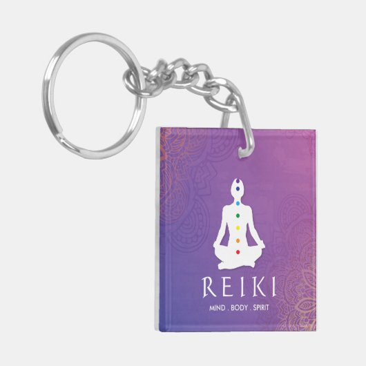 Paarse Mandala Reiki Sleutelhanger (Voorkant Links)