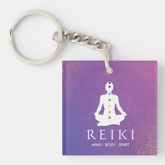 Paarse Mandala Reiki Sleutelhanger (Voorkant)
