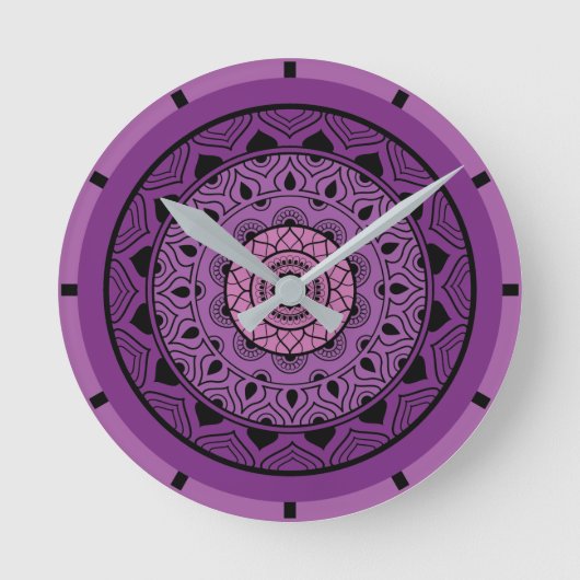Paarse Mandala Ronde Klok (Voorkant)