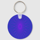 Paarse mandala-stralen op blauwe sleutelhanger (Voorkant)