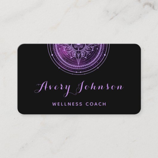 Paarse Mandala Wellness Coach Modern Social Media Visitekaartje (Voorkant)