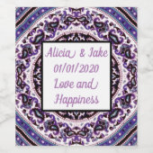 Paarse Mandala Wijnlabel Wijn Etiket (Enkel label)