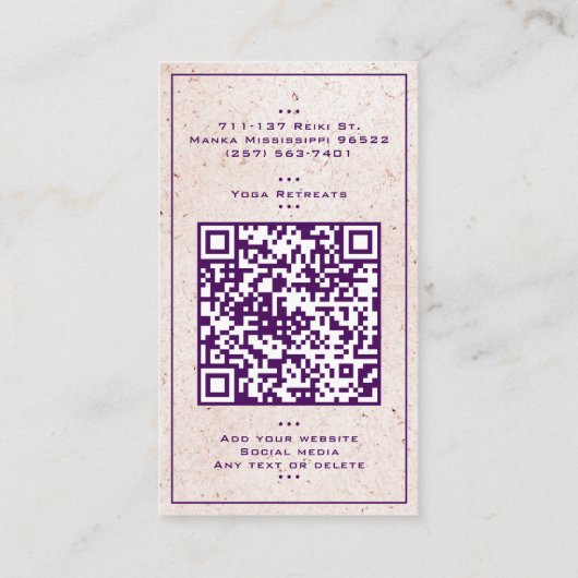 Paarse Mandala Yoga Reiki Genezing Meditatie Visitekaartje (Achterkant)