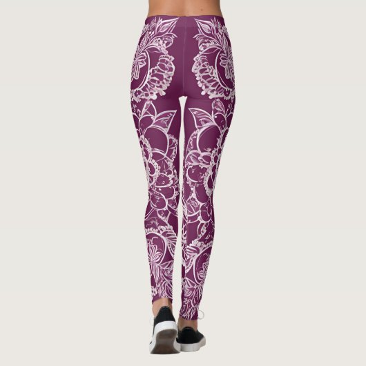 Paarse Mandela AI art Leggings (Achterkant)