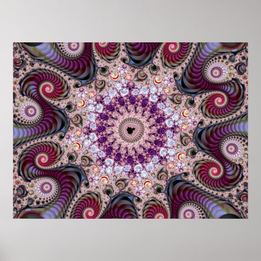 Paarse Mandelbrot Fractal Poster (Voorkant)