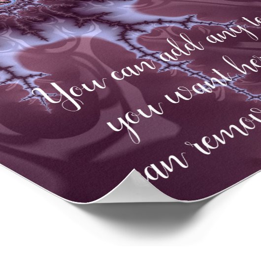 Paarse Mandelbrot Fractal Splash voegt een Citaat Poster (Hoek)