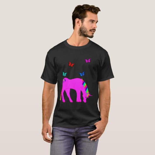 Paarse Mannen Unicorn & Butterflies T-Shirt ZKOA (Voorkant volledig)