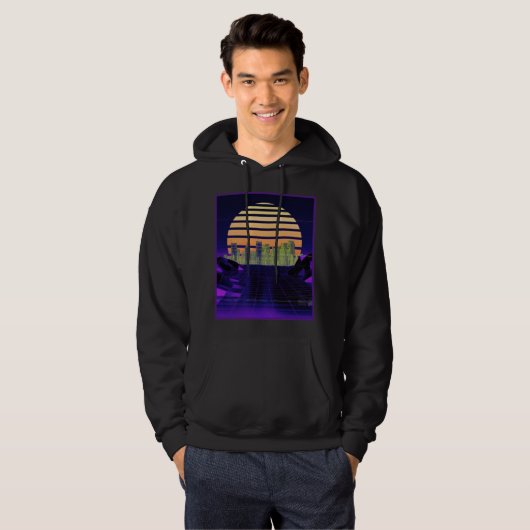 Paarse Mannen van het Synthwave Ontwerp Hoodie (Voorkant volledig)