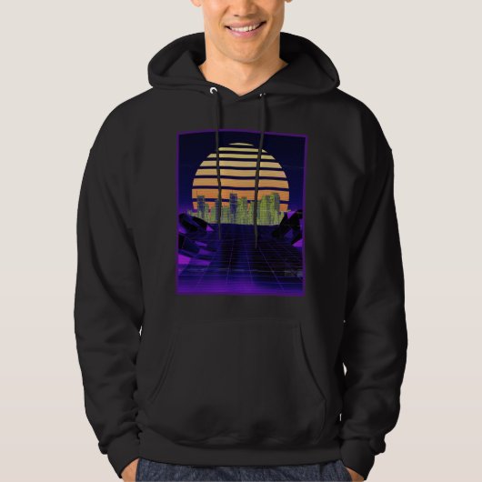 Paarse Mannen van het Synthwave Ontwerp Hoodie (Voorkant)