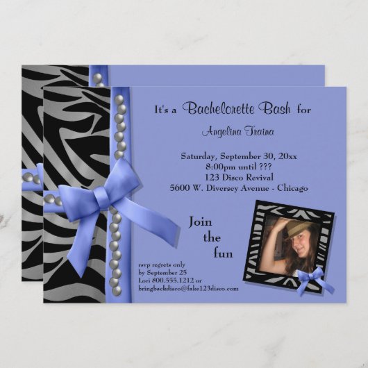 Paarse mantel met zilverparels en zebrastrips kaart (Voorkant / Achterkant)