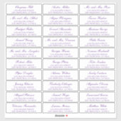 Paarse Manuscript Elegant Wedding Guest Adresetike Sticker (Vel)