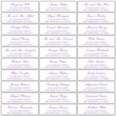Paarse Manuscript Elegant Wedding Guest Adresetike Sticker (Voorkant)
