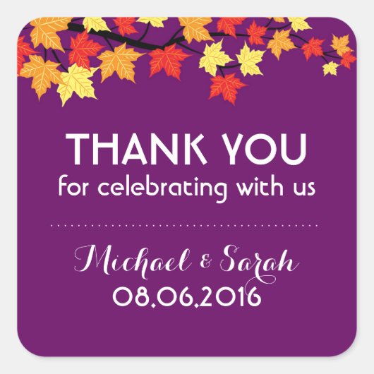 Paarse  Maple Leaves Autumn Wedding Sticker (Voorkant)